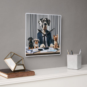Funny Great Dane Mantle arbeitet Buchhalter Quadratische Wanduhr