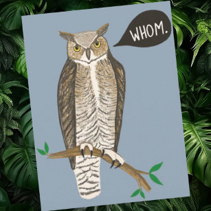 Funny Great Horned Owl WHC Grammar Postkarte