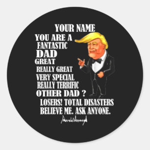 Funny Great Vater Donald Trump Fathers Day T-Shirt Runder Aufkleber