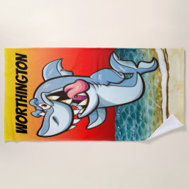 Funny Great White Shark Beach Handtuch