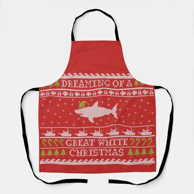 Funny Great White Shark Weihnachten Ugly Sweater Schürze (Vorderseite)