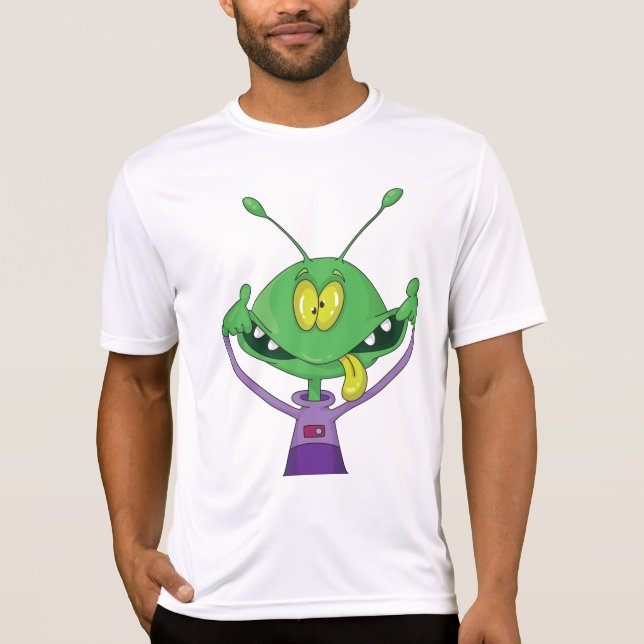 Funny Green Alien Making Silly Face T-Shirt (Vorderseite)