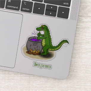 Funny Green Alligator Koch Cartoon Aufkleber