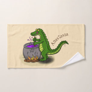 Funny Green Alligator Koch Cartoon Badhandtuch Set