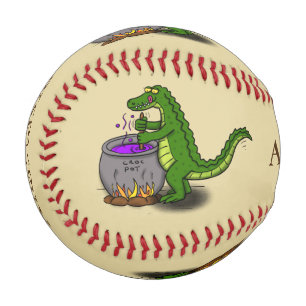 Funny Green Alligator Koch Cartoon Baseball