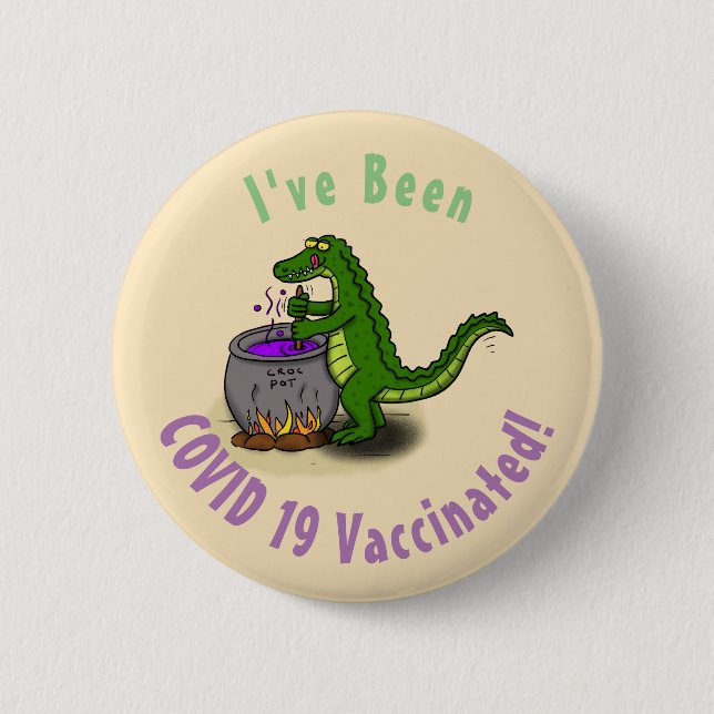 Funny Green Alligator Koch Cartoon Button (Vorderseite)