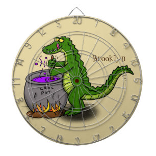 Funny Green Alligator Koch Cartoon Dartscheibe