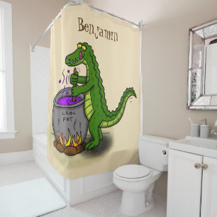 Funny Green Alligator Koch Cartoon Duschvorhang