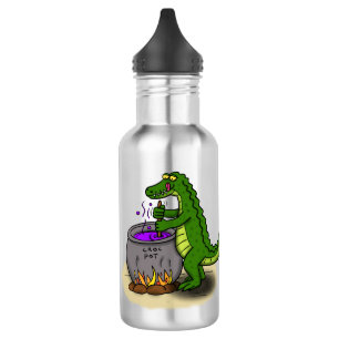 Funny Green Alligator Koch Cartoon Edelstahlflasche