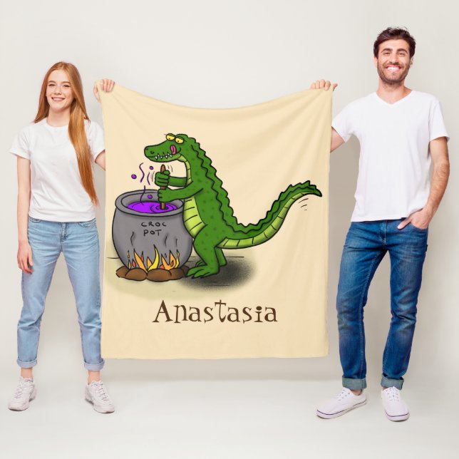 Funny Green Alligator Koch Cartoon Fleecedecke (Beispiel)