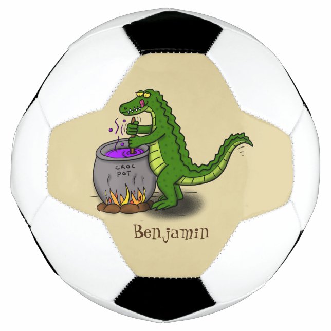Funny Green Alligator Koch Cartoon Fußball (Vorderseite)