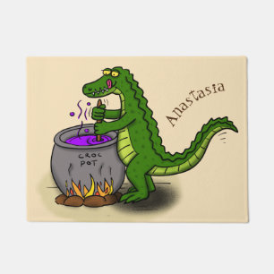 Funny Green Alligator Koch Cartoon Fußmatte