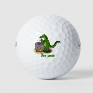 Funny Green Alligator Koch Cartoon Golfball
