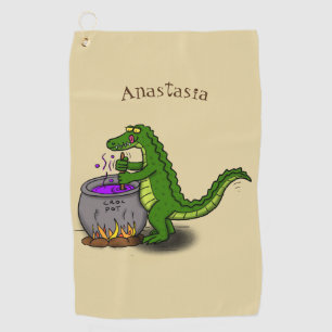 Funny Green Alligator Koch Cartoon Golfhandtuch