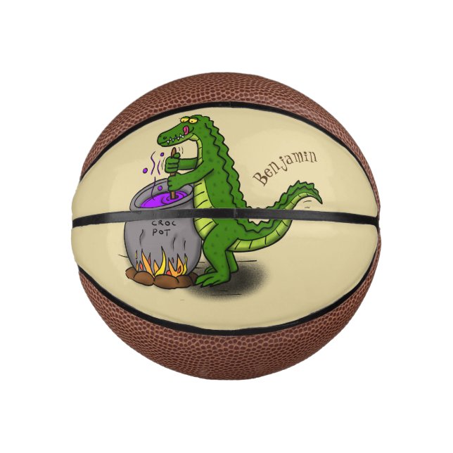 Funny Green Alligator Koch Cartoon Mini Basketball (Vorderseite)