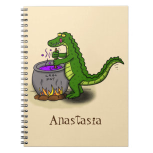 Funny Green Alligator Koch Cartoon Notizblock
