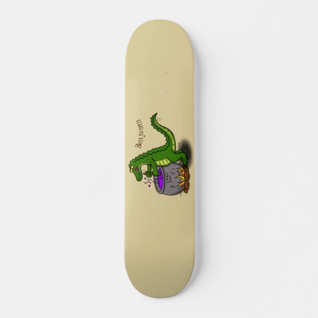 Funny Green Alligator Koch Cartoon Skateboard (Vorne)