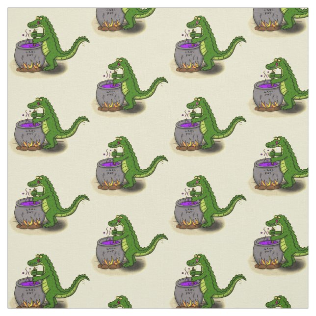 Funny Green Alligator Koch Cartoon Stoff (Muster)