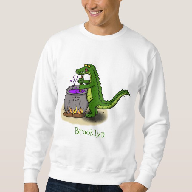 Funny Green Alligator Koch Cartoon Sweatshirt (Vorderseite)
