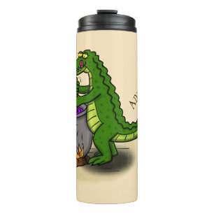 Funny Green Alligator Koch Cartoon Thermosbecher