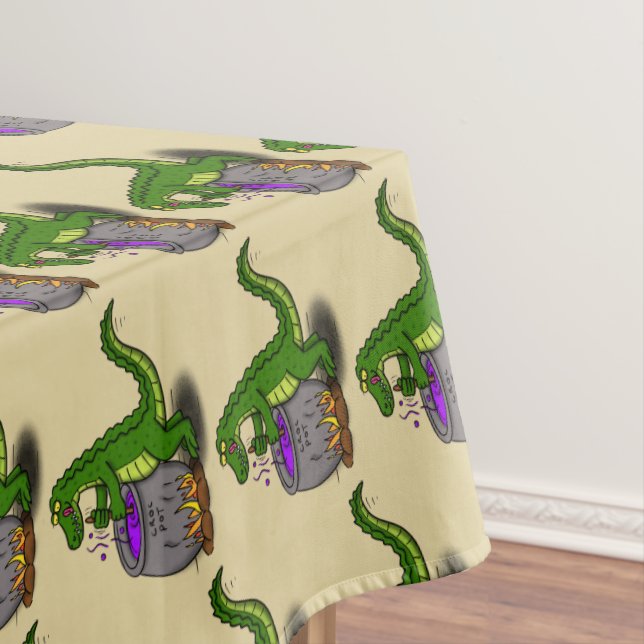 Funny Green Alligator Koch Cartoon Tischdecke (Beispiel)