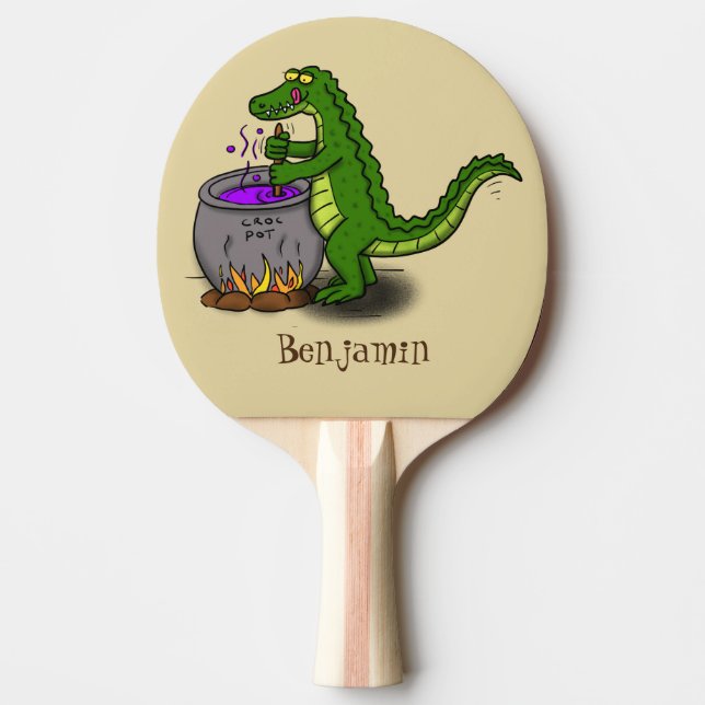 Funny Green Alligator Koch Cartoon Tischtennis Schläger (Vorderseite)