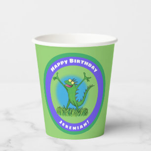 Funny green animiert iguana lizard Geburtstag Pappbecher