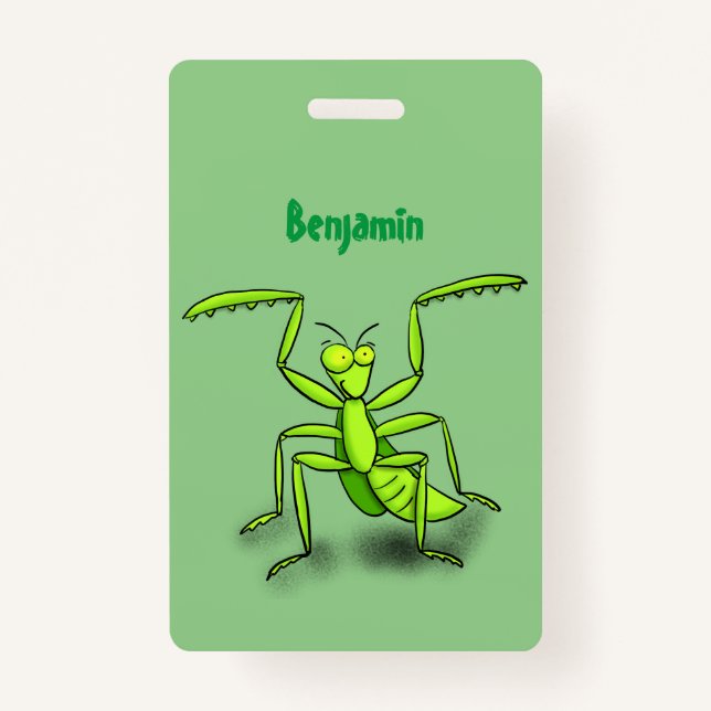 Funny green beten mantis Cartoon Illustration Ausweis (Vorderseite)