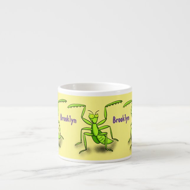 Funny green beten mantis Cartoon Illustration Espressotasse (Vorderseite)