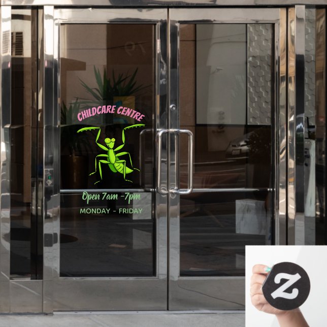 Funny green beten mantis Cartoon Illustration Fensteraufkleber (Büro Tür)