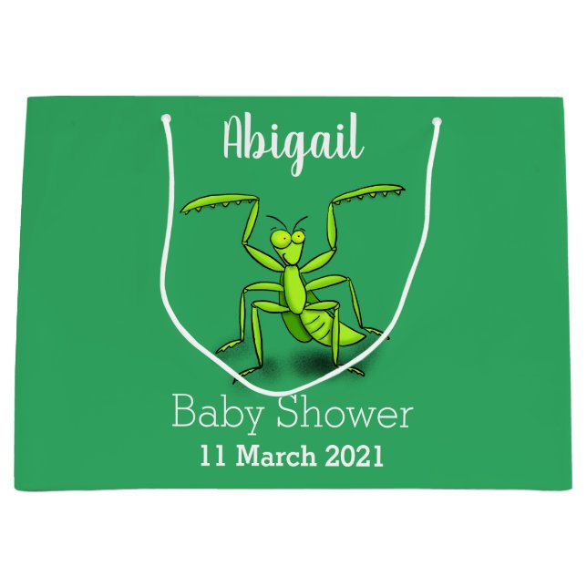 Funny green beten mantis Cartoon Illustration Große Geschenktüte (Vorderseite)