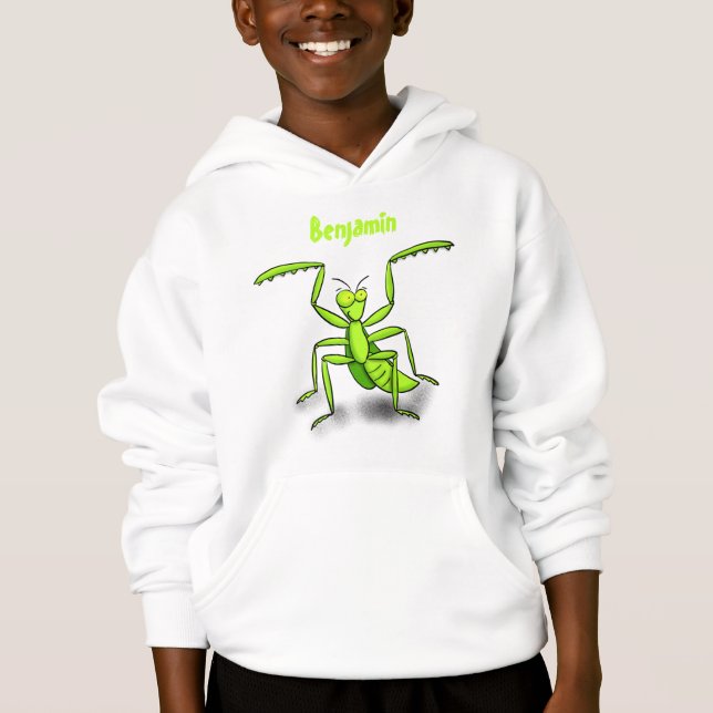 Funny green beten mantis Cartoon Illustration Hoodie (Vorderseite)