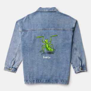 Funny green beten mantis Cartoon Illustration Jeansjacke