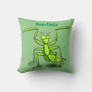 Funny green beten mantis Cartoon Illustration Kissen