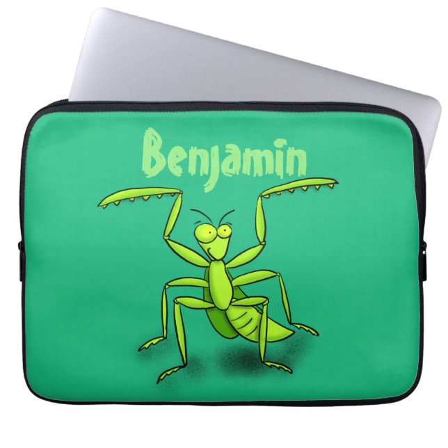 Funny green beten mantis Cartoon Illustration Laptopschutzhülle (Vorderseite)