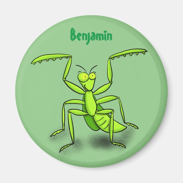 Funny green beten mantis Cartoon Illustration Magnet (Vorne)