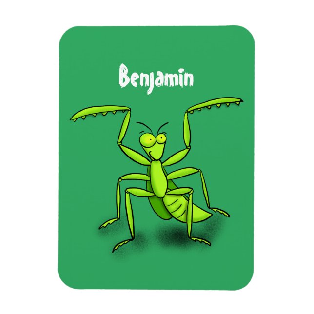 Funny green beten mantis Cartoon Illustration Magnet (Vertikal)