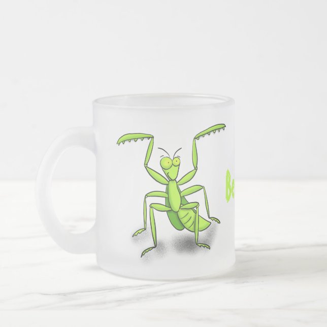 Funny green beten mantis Cartoon Illustration Mattglastasse (Links)