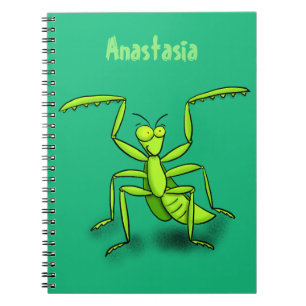 Funny green beten mantis Cartoon Illustration Notizblock