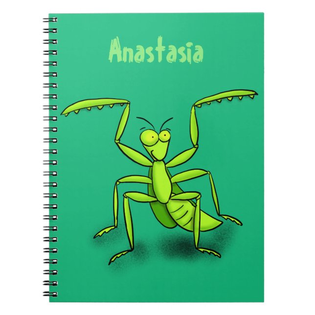 Funny green beten mantis Cartoon Illustration Notizblock (Vorderseite)