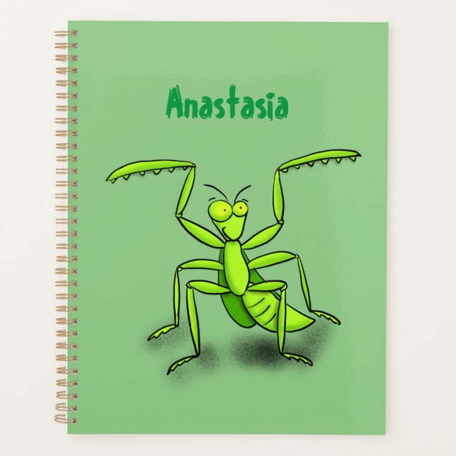 Funny green beten mantis Cartoon Illustration Planer (Vorderseite)