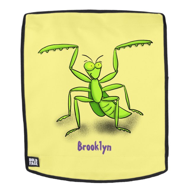 Funny green beten mantis Cartoon Illustration Rucksack (Abnehmbare Front)