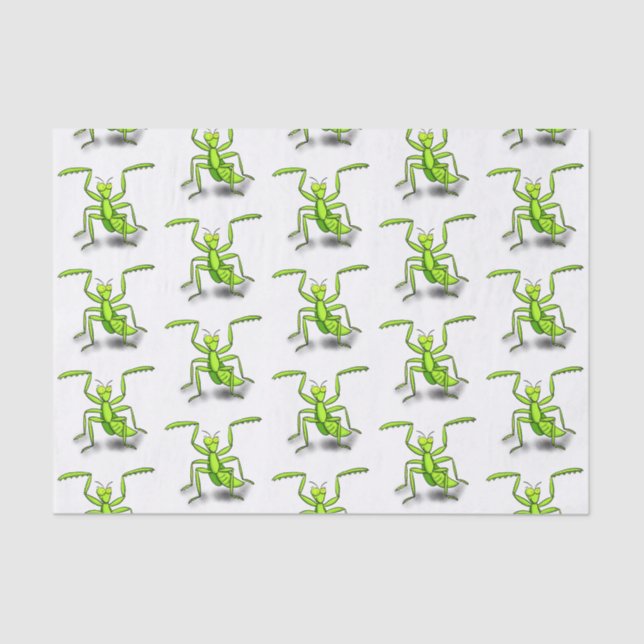 Funny green beten mantis Cartoon Illustration Seidenpapier (Vorderseite)