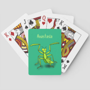 Funny green beten mantis Cartoon Illustration Spielkarten