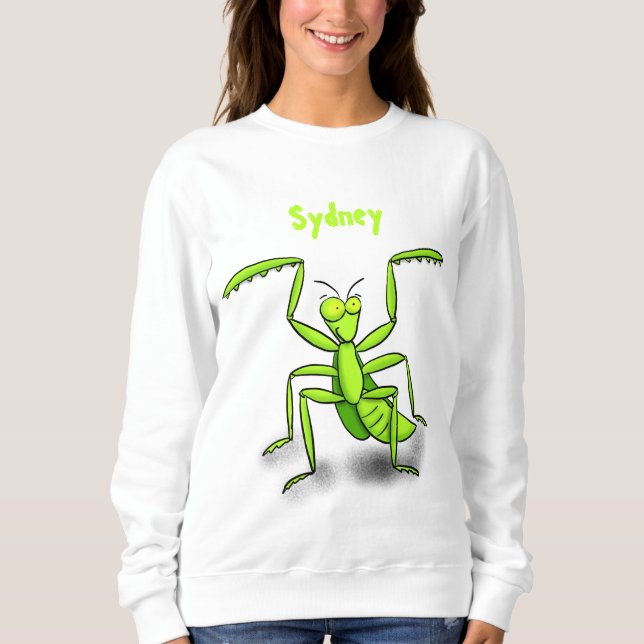 Funny green beten mantis Cartoon Illustration Sweatshirt (Vorderseite)