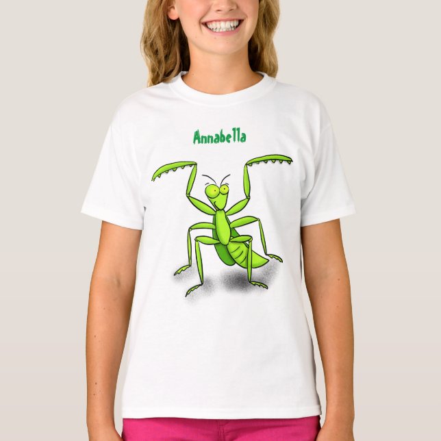 Funny green beten mantis Cartoon Illustration T-Shirt (Vorderseite)