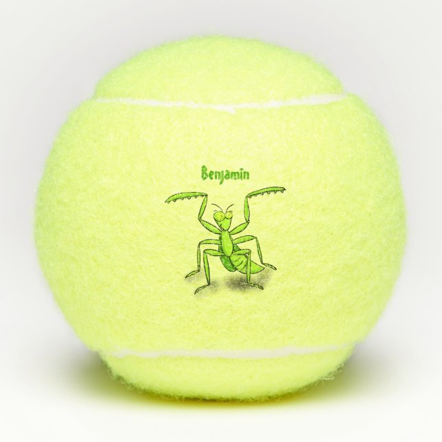 Funny green beten mantis Cartoon Illustration Tennisbälle (Vorderseite)