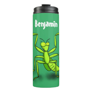 Funny green beten mantis Cartoon Illustration Thermosbecher