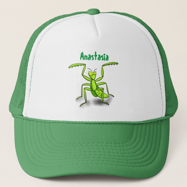Funny green beten mantis Cartoon Illustration Truckerkappe (Vorderseite)