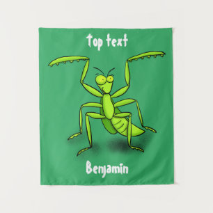 Funny green beten mantis Cartoon Illustration Wandteppich